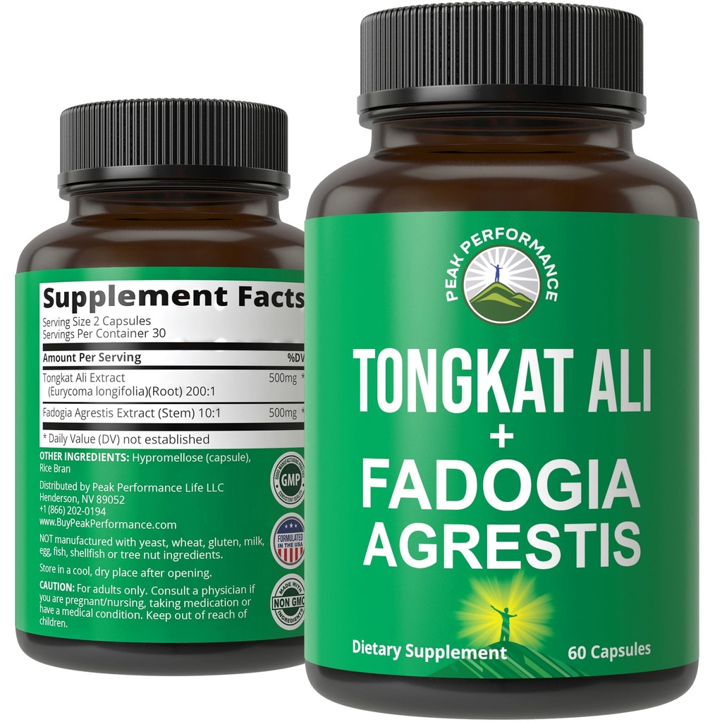 Tongkat Ali + Fadogia Agrestis 2-in-1 T Supplement for Men. Ultra High Strength Tongkat-Ali Longjack Extract + Fadogia Agrestis Extract. Vegan Capsules. Support Natural Energy. USA Tested Pills