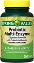 Spring Valley Probiotic Multi-Enzyme Digestive Formula Tablets, 200 Count