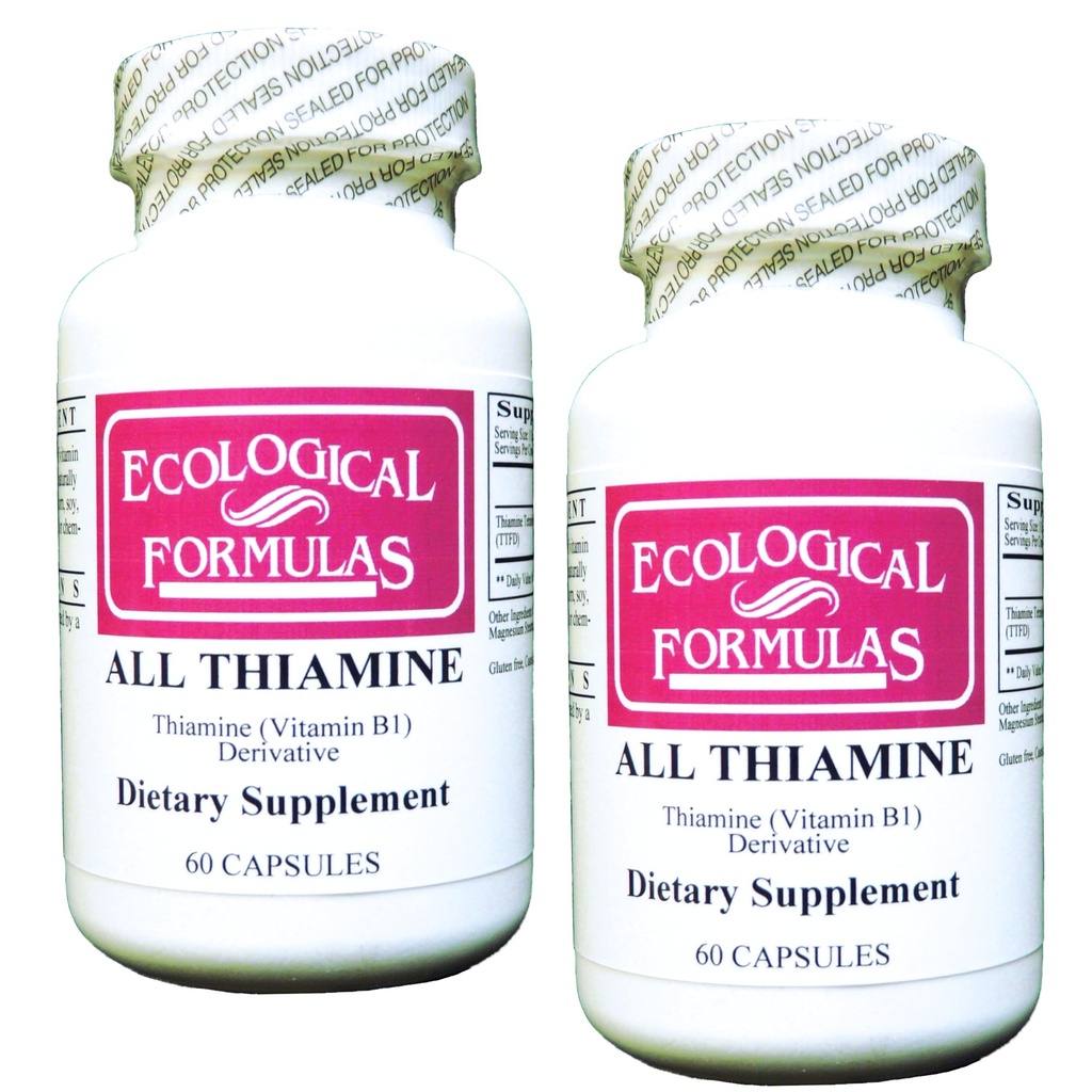 Ecological Formulas All Thiamine Vitamin B1 50 mg, 2 X 60 Capsules