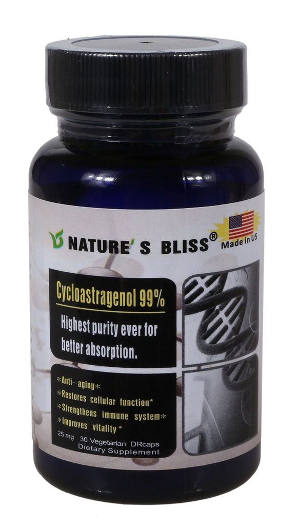 Nature'sbliss Cycloastragenol 25mg 99%,Telomere Supplements, Astragalus Root Extract, Anti Aging Supplement, Immunity Boost, Stomach Acid Protected, Super Absorption, 30 Capsules