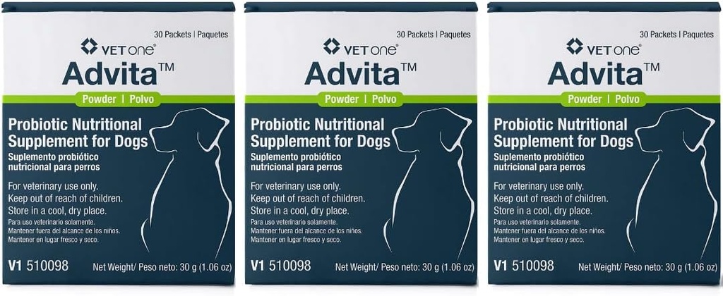 Vet One Advita Probiotic Nutritional Supplement for Dogs (3 Boxes, 90 Packets)