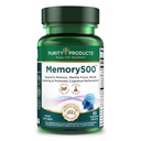 Purity Products Memory500 Bacopa monniera/Brahmi Elite Nootropic Complex - Supports Peak Cognitive Performance*, Increased Learning Speed* and Healthy Memory & Recall* - 30 Vegetarian Caps