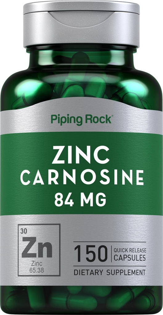 Piping Rock Zinc Carnosine Supplement | 84mg | 150 Capsules | Non-GMO, Gluten Free