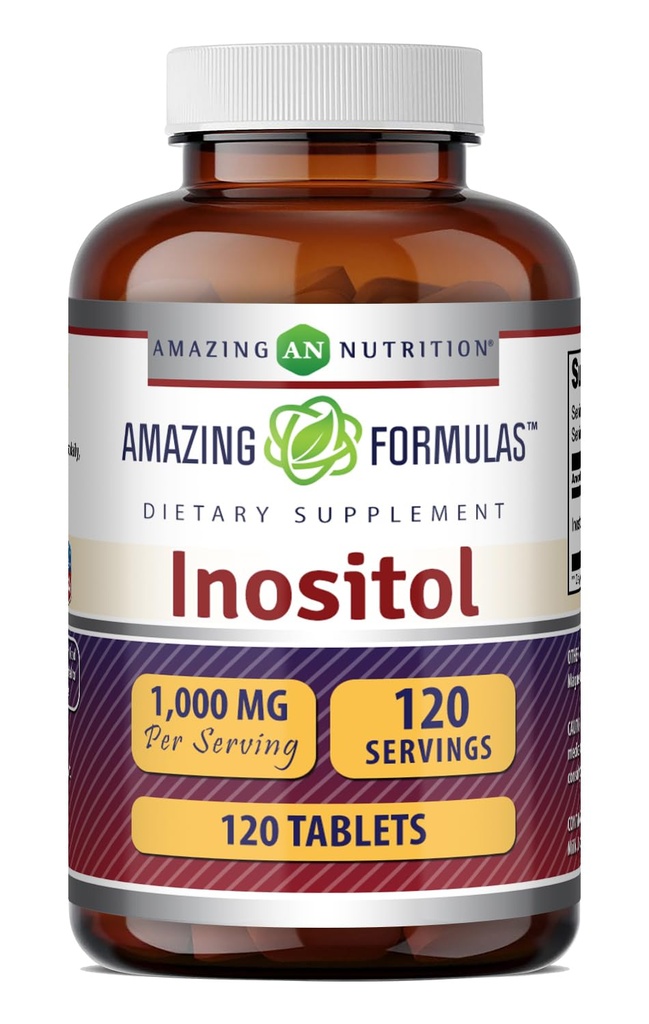 Amazing Formulas Inositol Tablets Supplement | 1000 Mg per Serving | Vitamin B8 | Non-GMO | Gluten-Free | Made in USA (1 Pack, 120 Count)