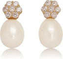 18K Gold Plated Sterling Silver Stud Pink Cultured Pearl Drop Earrings