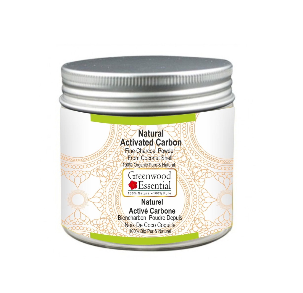 Greenwood Essential Natural Activated Carbon Fine Charcoal Powder From Coconut Shell 100% Organic Pure & Natural 100gm (3.5 oz)