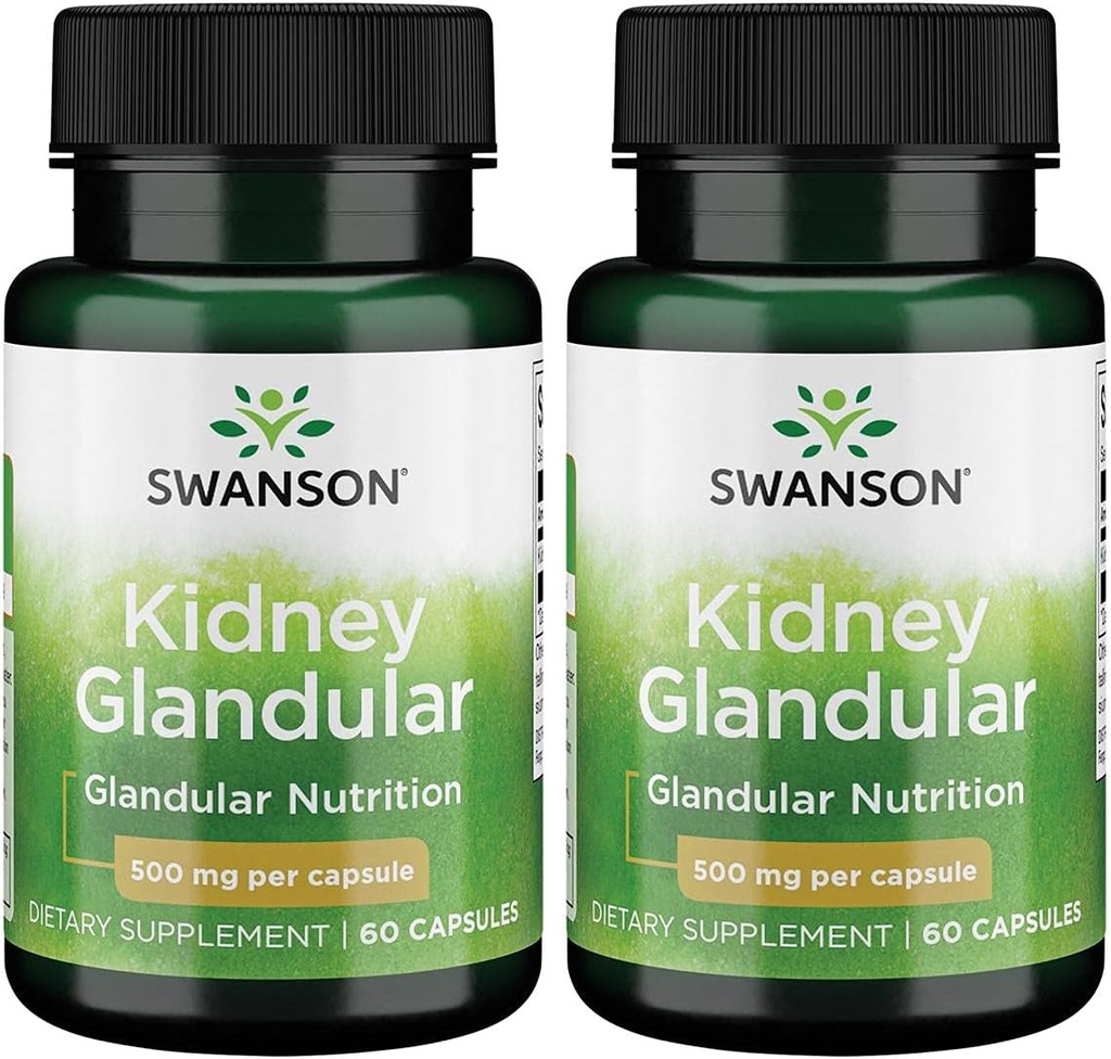 Swanson Kidney Glandular 500 mg 60 Caps 2 Pack