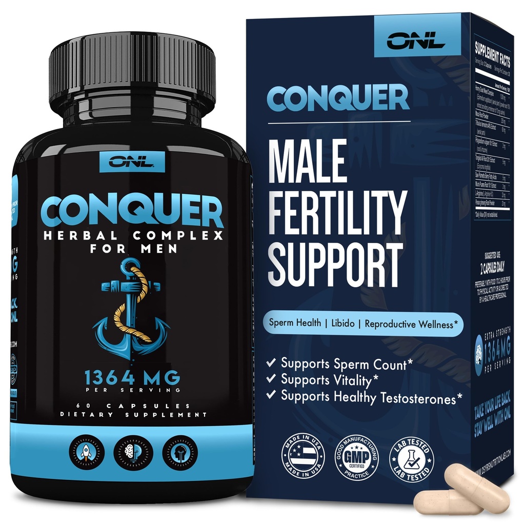 Conquer Semen Volume Booster - Male Enhancing Supplement & Libido Booster - Male Fertility Supplements for Sperm Health & Testosterone Booster for Men - Maca Root, Horny Goat Weed & Tribulus - 60 Ct