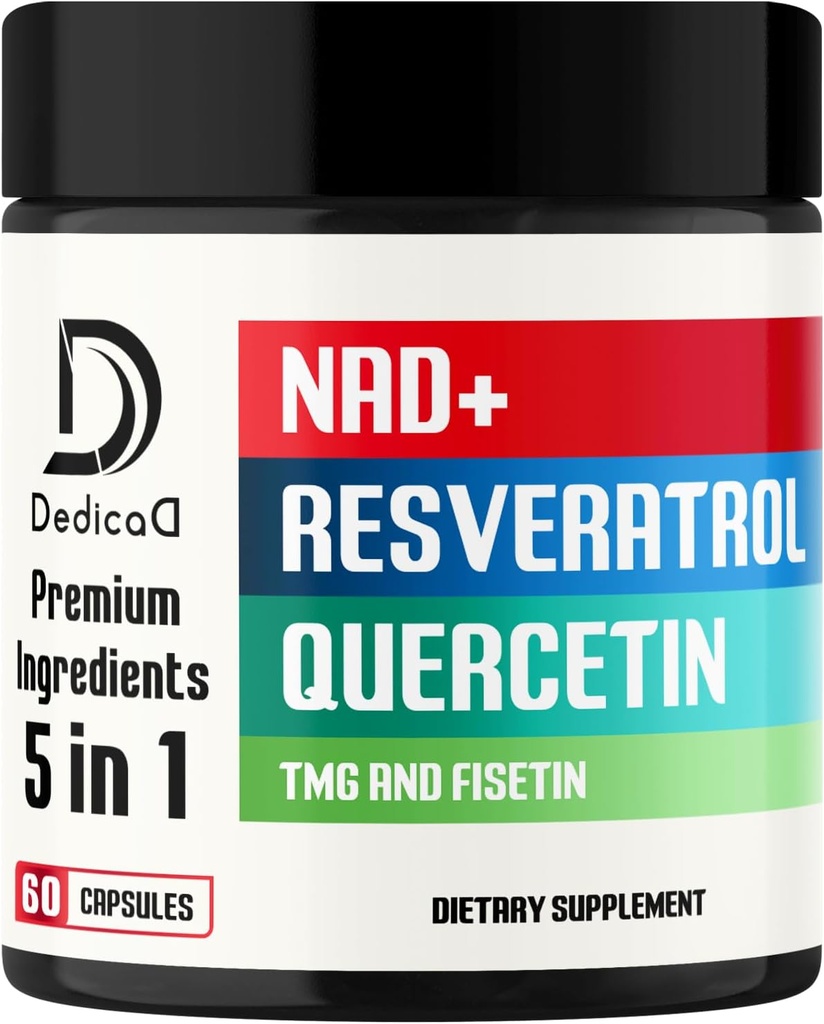 NAD Supplement 500mg - Pure NAD Supplement - Combined to Fisetin, TMG, Resveratrol and Quercetin - Energy and DNA Repair, Aging Defense, Brain Function - 60 Capsules