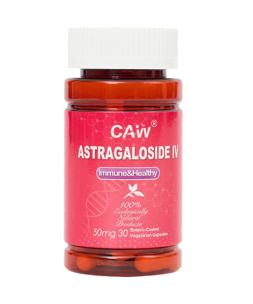 CAW Max Absorption Astragaloside IV 98% 50mg 30 Capsules | Immune Support | Anti-Aging Supplement | 50mg 30 Enteric-Coated Vegetarian Capsules 1 Bottle