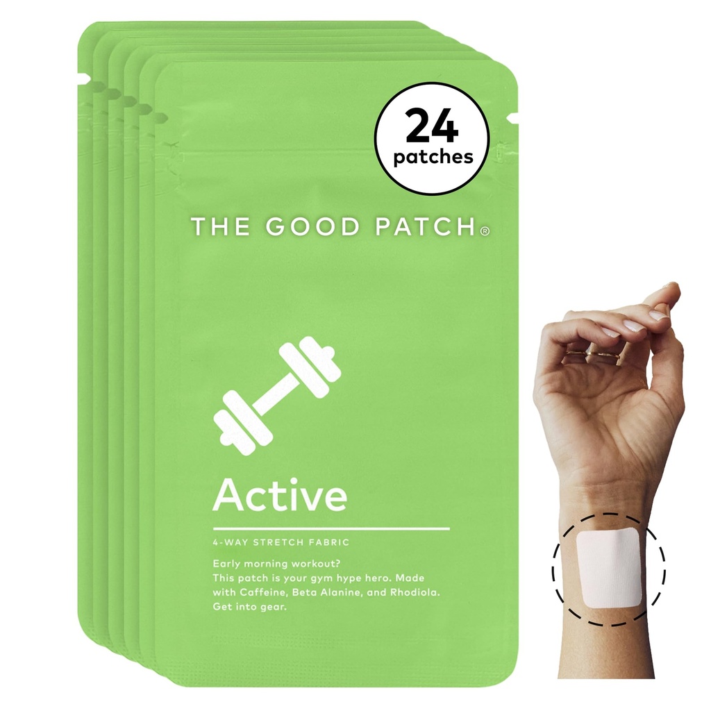 The Good Patch Active Patch, Energy Support, Natural Patch with Caffeine, Beta Alanine, Rhodiola, Plant Powered Wearable Wellness, Sustained Release (24 Total Patches)
