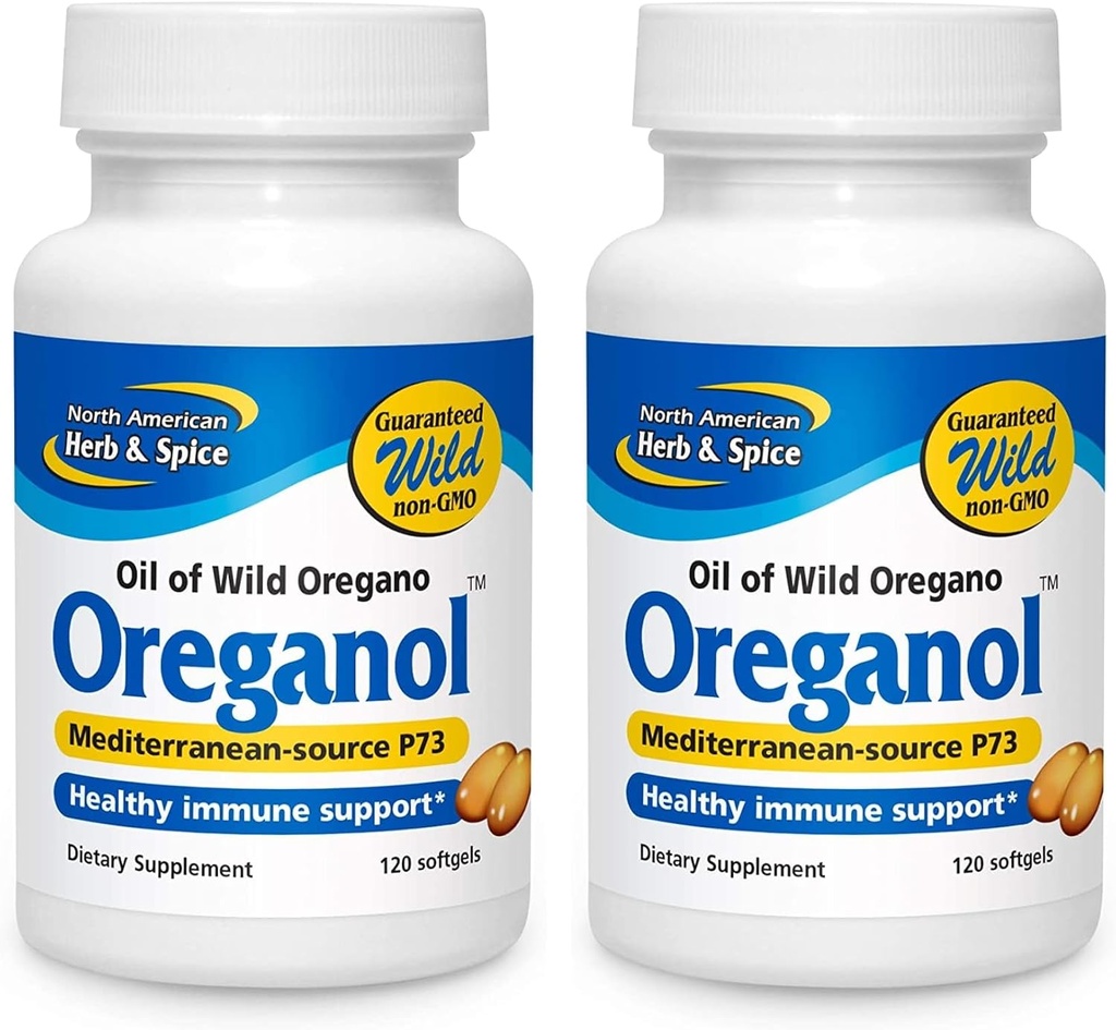 NORTH AMERICAN HERB & SPICE Oreganol P73 - Pack of 2, 120 Softgels - Unprocessed, Vegan-Friendly Wild Oregano - Mediterranean Source - Non-GMO - 240 Total Servings