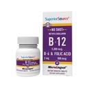 Superior Source No Shot Vitamin B12 Methylcobalamin (5000 mcg), B6, Folic Acid, Quick Dissolve Sublingual Tablets, 60 Ct, Increase Energy, Healthy Heart, Boost Metabolism, Stress Support, Non-GMO