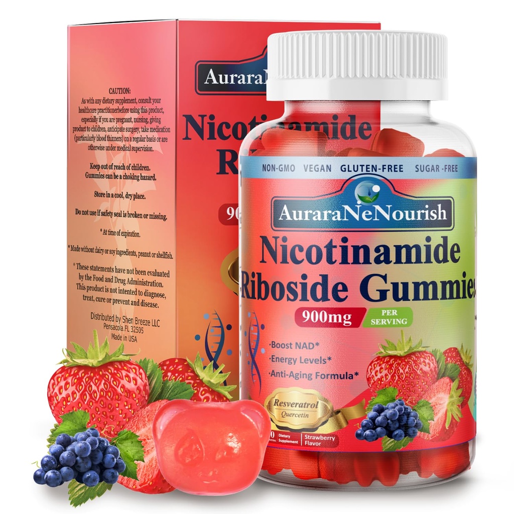 NAD Supplement Gummies Sugar-Free, NAD Nicotinamide Riboside Resveratrol 900mg w. Quercetin, Collagen Biotin & Vitamin, High Potency NAD Resveratrol Supplements for Anti Aging, Energy, Focus