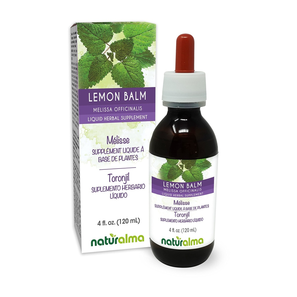 Naturalma Lemon Balm (Melissa officinalis) Leaf Alcohol-Free Tincture - 4 fl oz Liquid Extract in Drops - Herbal Supplement - Vegan