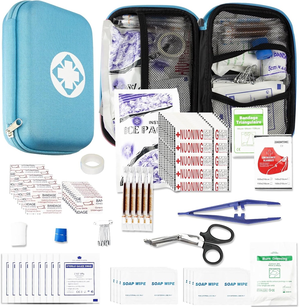 Car-Home Survival First-Aid Kit Emergency-Kit - Blue 273Piece Equipment Travel Supplies First Aid Set Home Essentials Camping Hiking YIDERBO