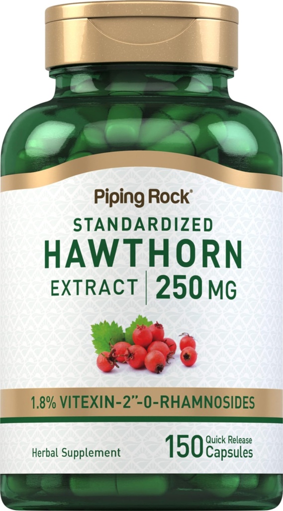 Piping Rock Hawthorn Berry Capsules | 250mg | 150 Pills | Herb Extract Supplement | Non-GMO, Gluten Free