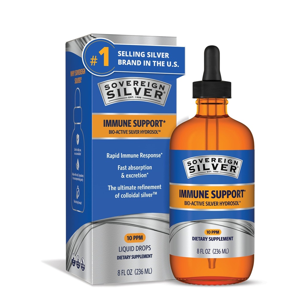 Sovereign Silver Immune Support, Colloidal Silver, 8 fl oz (236 mL)