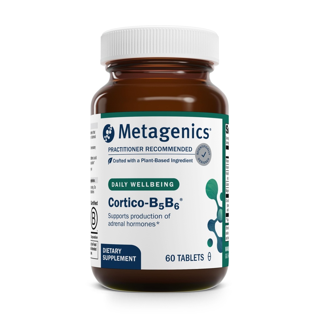 Metagenics Cortico-B5B6 - Adrenal Hormone & Energy Support with Vitamin B5, B6, Vitamin C, Magnesium & Calcium - Non-GMO, Gluten-Free, Vegetarian - GMP Certified Facility - 60 Tablets
