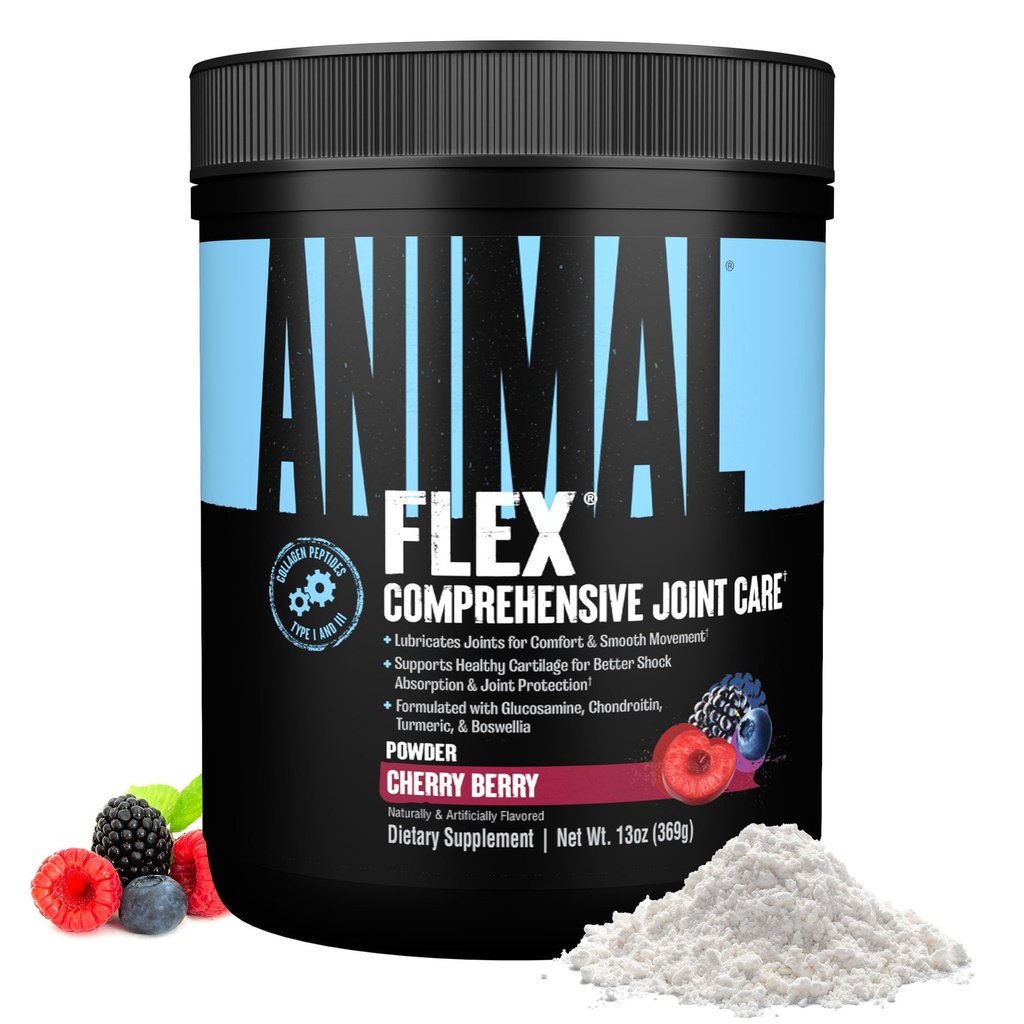Animal Flex Powder - Joint Support Supplement for Pain Relief, Repair and Restore Muscles with Turmeric, Glucosamine, Chondroitin, MSM, Collagen and Boswellia, Great Tasting Cherry Flavor, 30 Scoops
