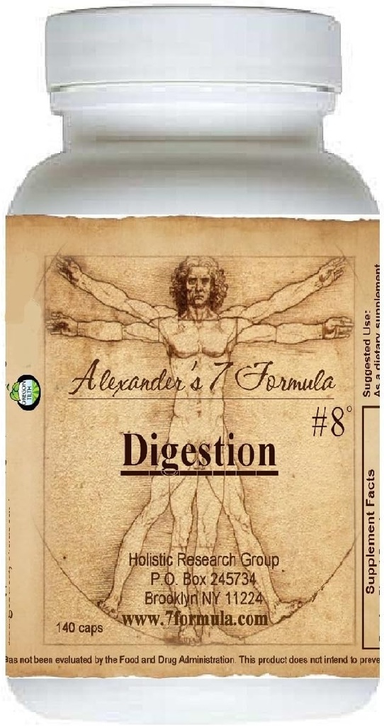 Digestion & Stomach #8 Formula Focuses on Enzyme Production, Indigestion, Dyspepsia, Intestinal Discomforts, Gases, Colic, Heartburn. 30-Day Supply