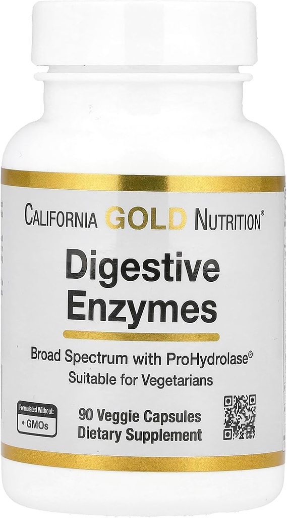 California Gold Nutrition Digestive Enzymes, Broad Spectrum, Suitable for Vegetarians, 90 Veggie Capsules