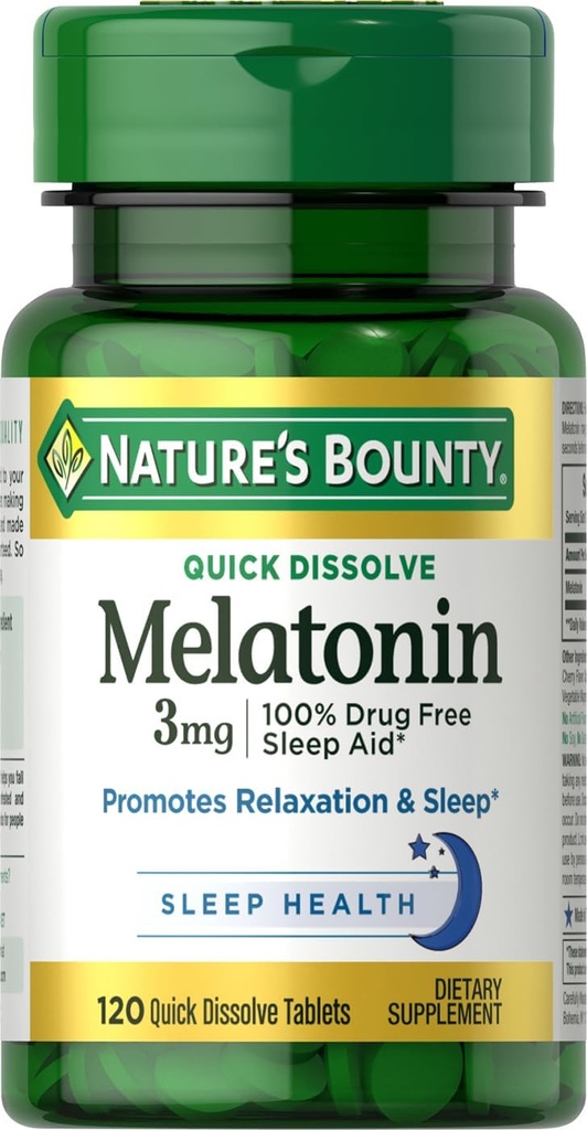 Nature's Bounty Melatonin Tablets, 3 mg, 120 Count