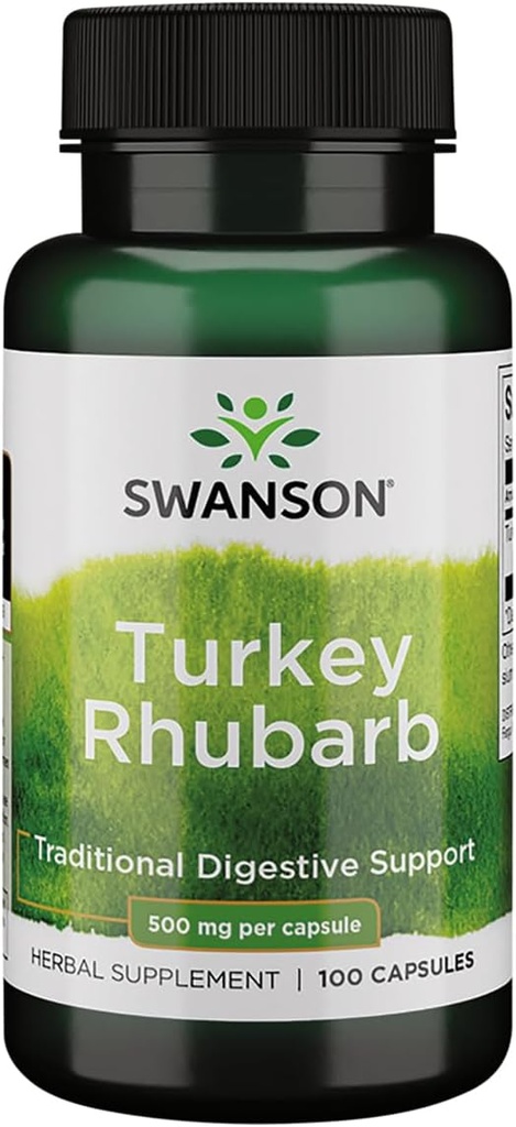 Swanson Turkey Rhubarb - Traditional Herbal Supplement Promoting Digestive Support & Gastrointestinal Health - Natural Formula - (100 Capsules, 500mg Each)