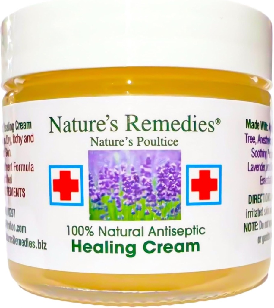"100% Natural Antiseptic Healing Cream" Heals and Soothes Infected Skin, Bed Sores, Pressure Sores, Wounds, Painful Ulcers, Itching, Scrapes, Rashes, Cuts, Burns, Poison Ivy, Eczema, Psoriasis 2 oz.