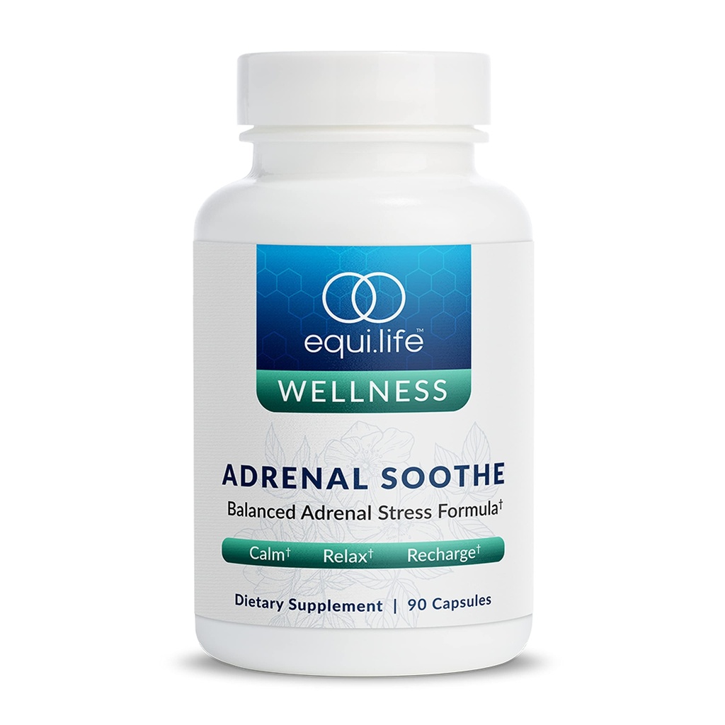 EquiLife Adrenal Support Supplement With Ashwagandha and L-Theanine - Sleep & Cortisol Support, Mental Health Support, Supplements for Men & Women, Gluten Free, Vegan, Dairy Free, Non GMO, 90 Capsules