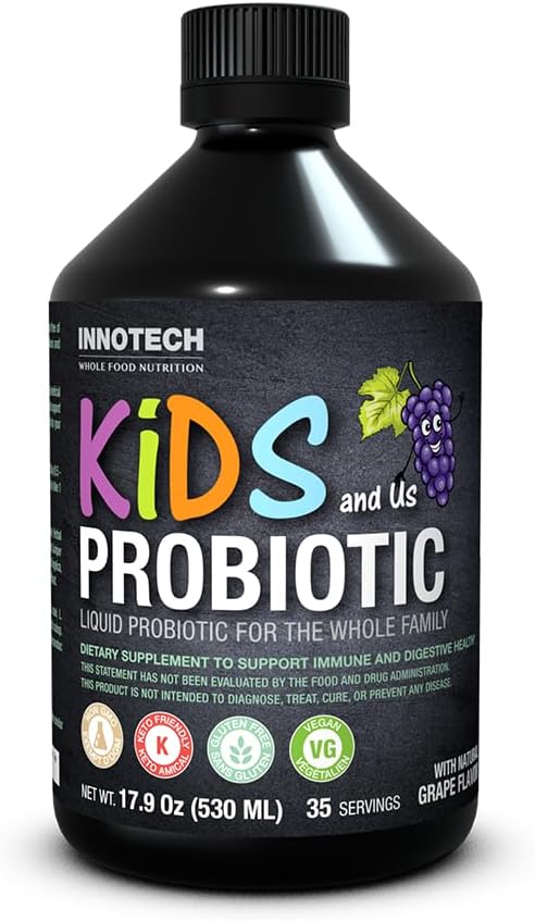 INNOTECH Nutrition: Kids and Us Liquid Probiotic, Grape Flavour - 530 ml