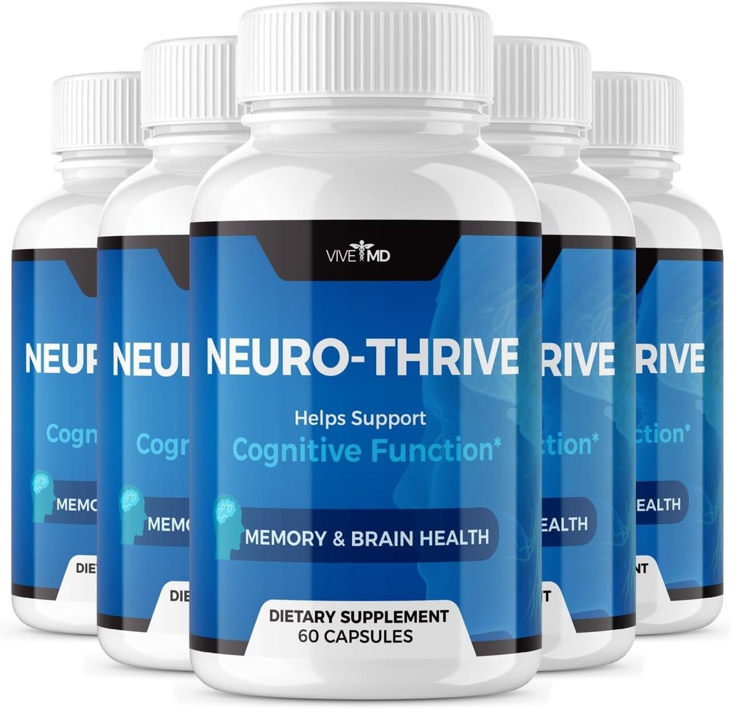 VIVE MD Neuro Thrive Brain Supplement - Official Formula - Neuro Thrive PQQ, Neuro Thrive for Extra Strength with Ginkgo Biloba Extract, Siberian Ginseng Extract (5 Pack)