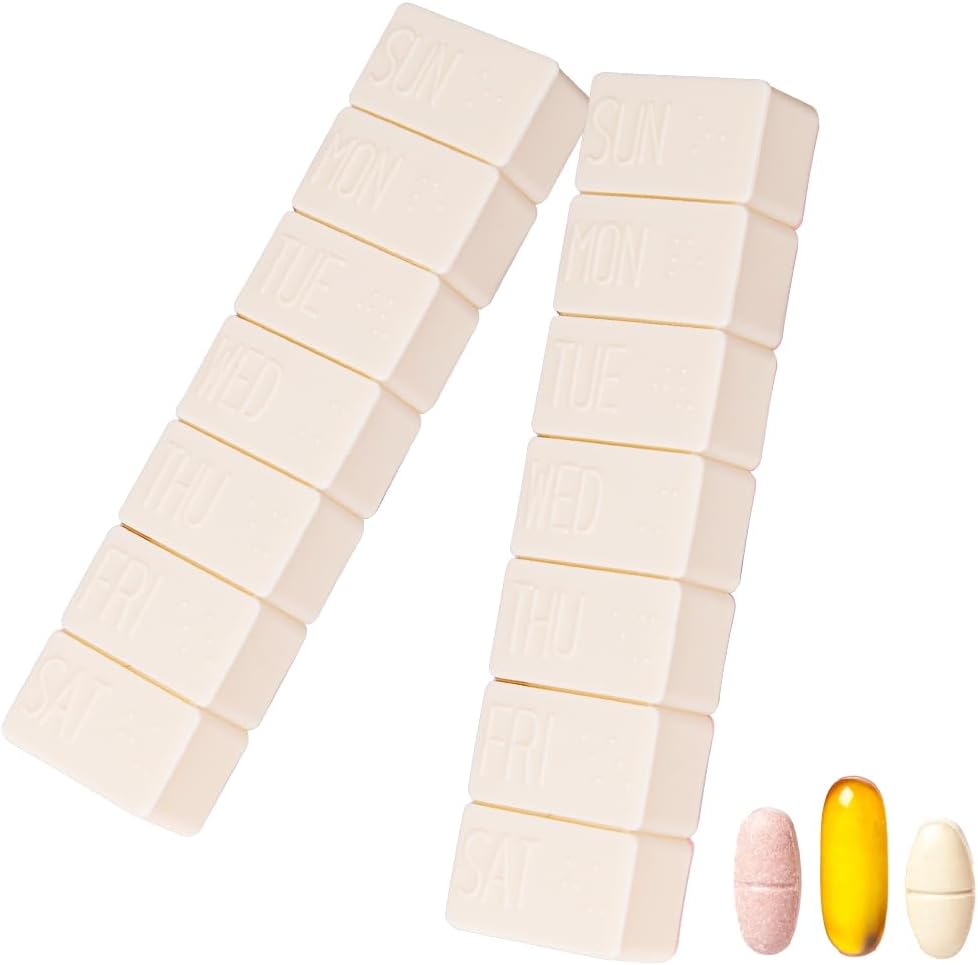 2Pack Weekly Pill Organizer,Extra Large 7 Days Pill Cases Travel Daily Pill Box for Fish Oil, Calcium Tablets Supplements and Other Vitamin Pill