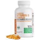 Bronson Super B Vitamin B Complex Sustained Slow Release (Vitamin B1, B2, B3, B6, B9 - Folic Acid, B12) Contains All B Vitamins 100 Tablets