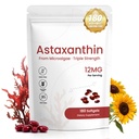 Astaxanthin Supplements 12mg, 180 Softgels, 6 Month Supply | High Purity Astaxanthin Supplement from Fresh Microalgae | Supports Eye, Skin & Joint Health | Non-GMO