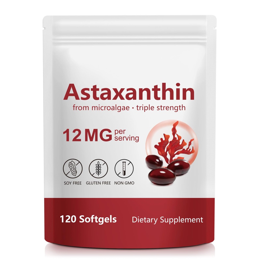 Astaxanthin Supplements, Supports Eye, Joint, Internal Circulation, Skin Health, Astaxanthina Antioxidant Supplements (1Bag120P)