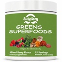 Suiyilary Greens Superfoods Powder for Digestive Health, Sugar Free Super Greens Powder, Spirulina, Chlorella for Bloating & Gut Support, Daily Support for Women, Mixd Berry (15 Servings)