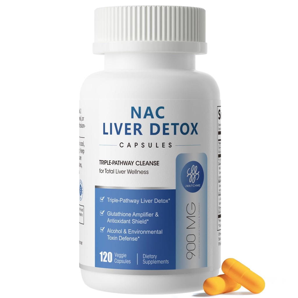 NAC Supplement 900 mg – Liver Cleanse Detox & Repair, Antioxidant & Cellular Health, Alcohol Defense Support – N-Acetyl Cysteine Capsules with Milk Thistle, Turmeric, Dandelion & Artichoke – 120 Count