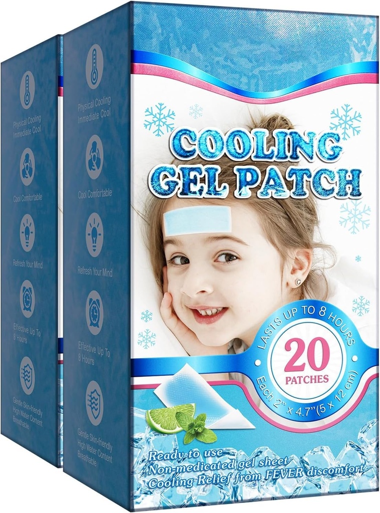 40 Sheets Fever Patches for Kids - Hot Weather Cooling Gel Patches for Adults - Headache Patches - Forehead Fever Cool Pads