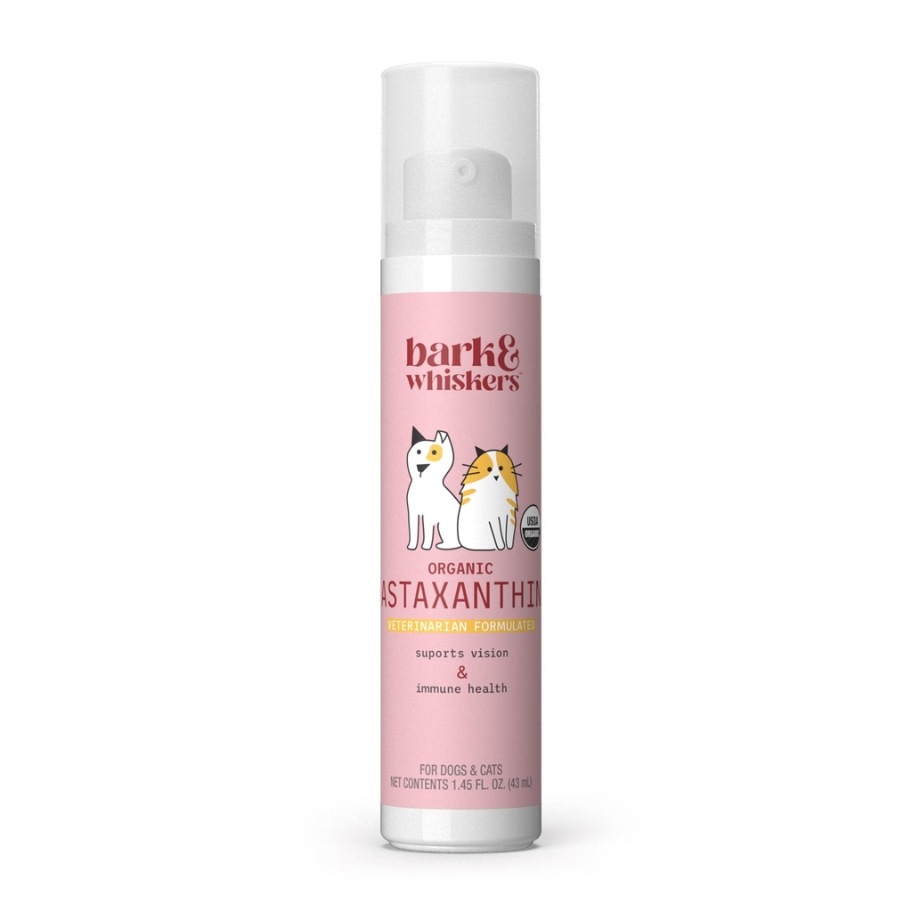 Bark & Whiskers Organic Astaxanthin Liquid Pump - Cellular & Immune Support for Dogs & Cats - with Olive Oil & MCTs - Solvent-Free - 1.45 fl oz (215 Pumps)