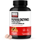 Force Factor Papaya Enzymes Complex, Digestion Supplement and Bloating Relief with Amylase and Bromelain, Support Healthy Digestion, Sugar Free, Non-GMO, Tropical Fruit Flavor, 180 Chewable Tablets