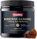 Berberine 1500mg Gummies Sugar-Free, 97% Purity Organic Berberine, Immune Health Support, Berberine Supplements for Adults, 60 Pectin Gummies