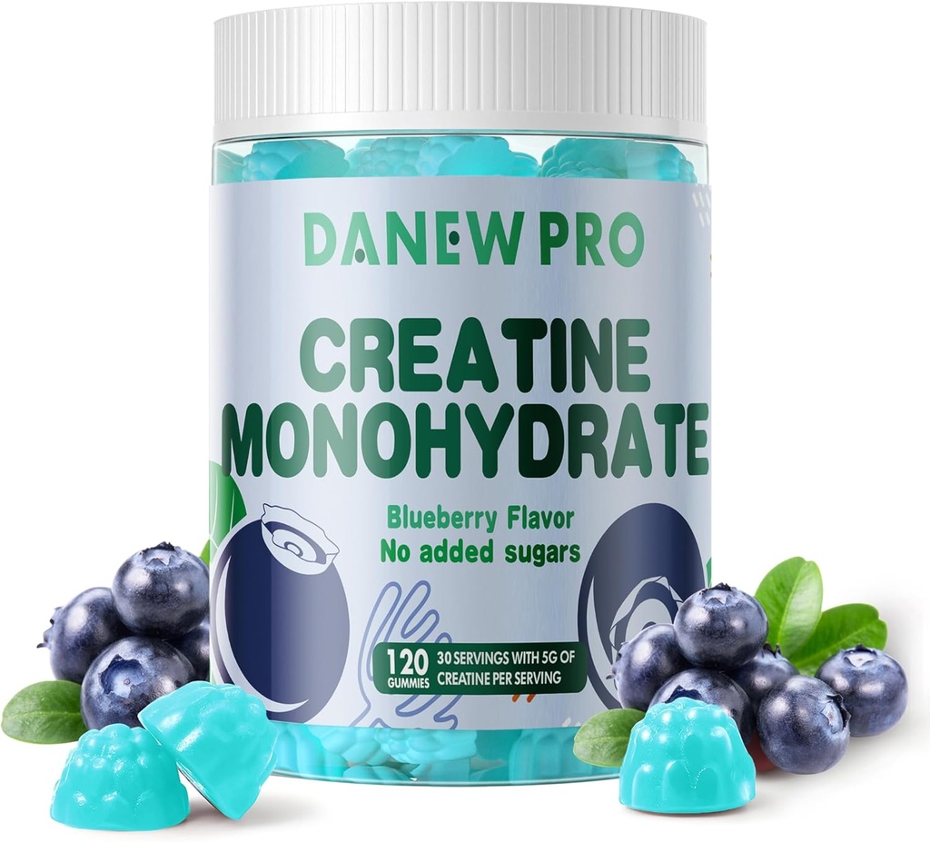 Creatine Monohydrate Gummies 5000mg for Men & Women, Creatine Monohydrate for Muscle Strength, Muscle Builder, Energy Boost, Pre-Workout Supplement(120 Count)-Blueberry Flavor
