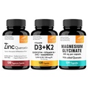 Sandhu's Zinc Quercetin Bundle with Magnesium Glycinate & Vitamin D3 K2 5000 IU Capsules (120 Count Each) | for Men & Women