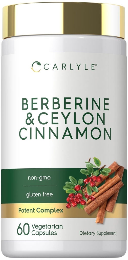 Carlyle Berberine with Ceylon Cinnamon | 60 Capsules | Vegetarian, Non-GMO, Gluten Free