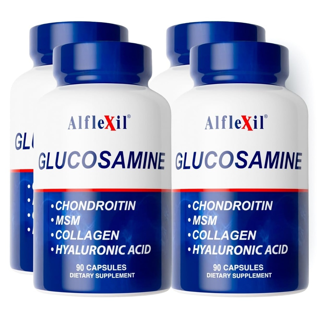 Premium Glucosamine & Chondroitin Nutritional Supplement - Healthy Joint, Bone & Knee Support - Rich in MSM & Collagen - Organic Natural Ingredients - Made in USA - 90 Capsules - 4 Pack