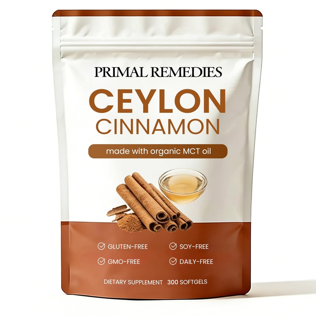 Ceylon Cinnamon Made with MCT Oil | Non-GMO, Gluten-Free & Soy-Free - 300 Softgels (1 PCS)