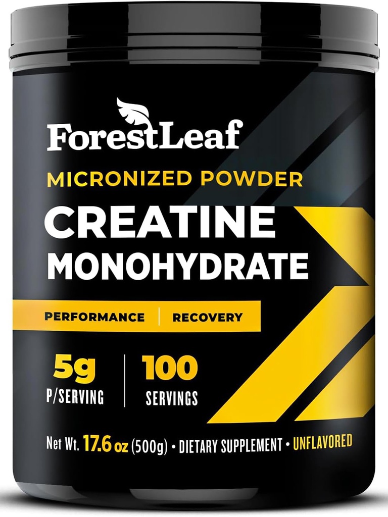 ForestLeaf Micronized Creatine Monohydrate Powder - Maximize Muscle Growth & Strength - Unflavored Creatine for Women and Men - 5G Per Serving - 100 Servings