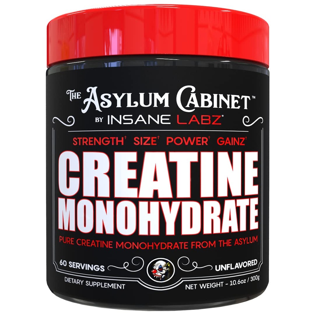 Insane Labz Creatine Monohydrate - Unflavored, Supports Increased Strength, Size and Power, 5g Per Serving, 60 Servings