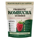 Probiotic Kombucha Gummies with Prebiotics, Probiotics & Postbiotics – Digestive & Gut Health Support – Daily Balance, Bloating Comfort & Microbiome Support – Vegan, Non-GMO, 60 Gummies